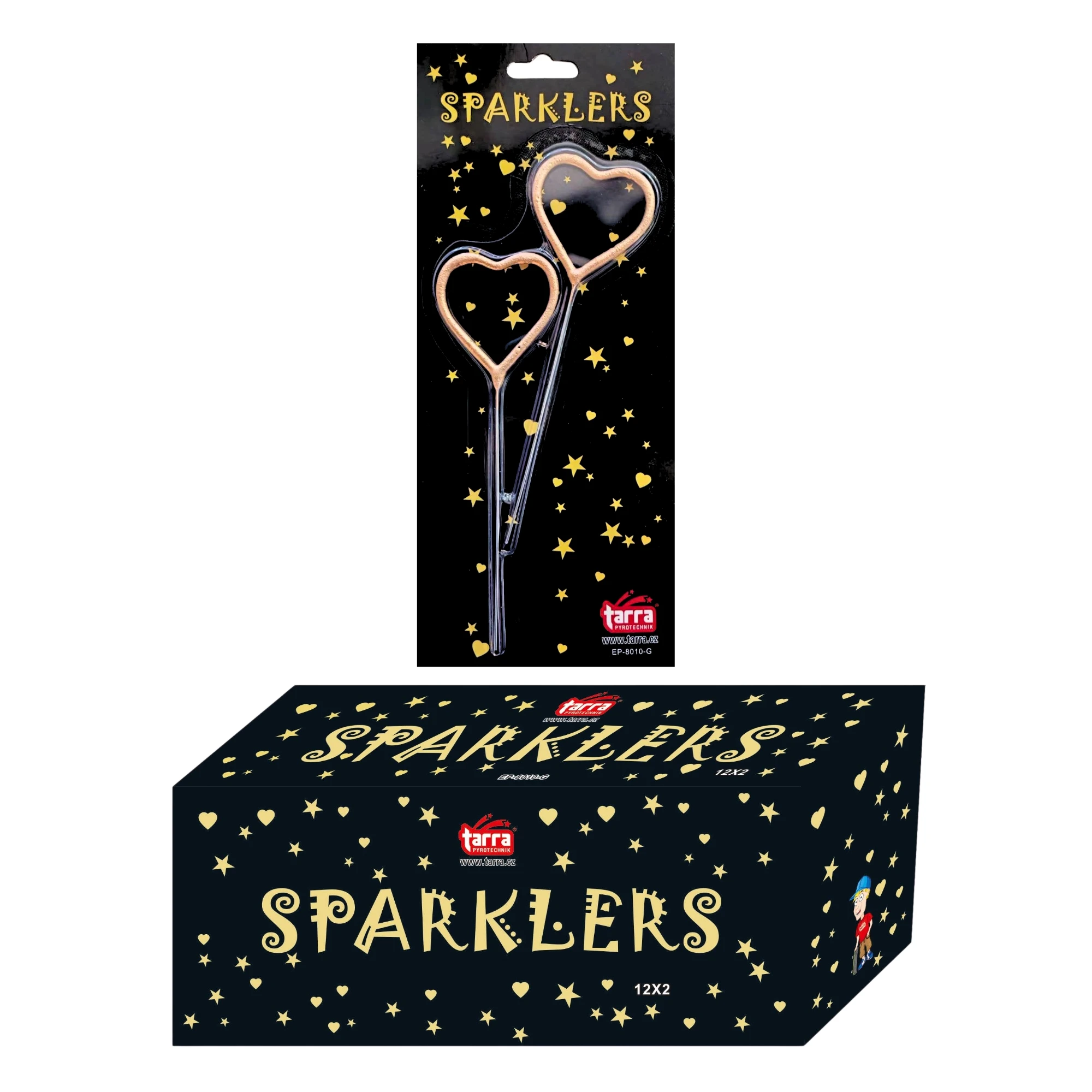 Prskavky ve tvaru zlaté srdce - srdíčka - box - 24 ks - Valentýn - Svatba