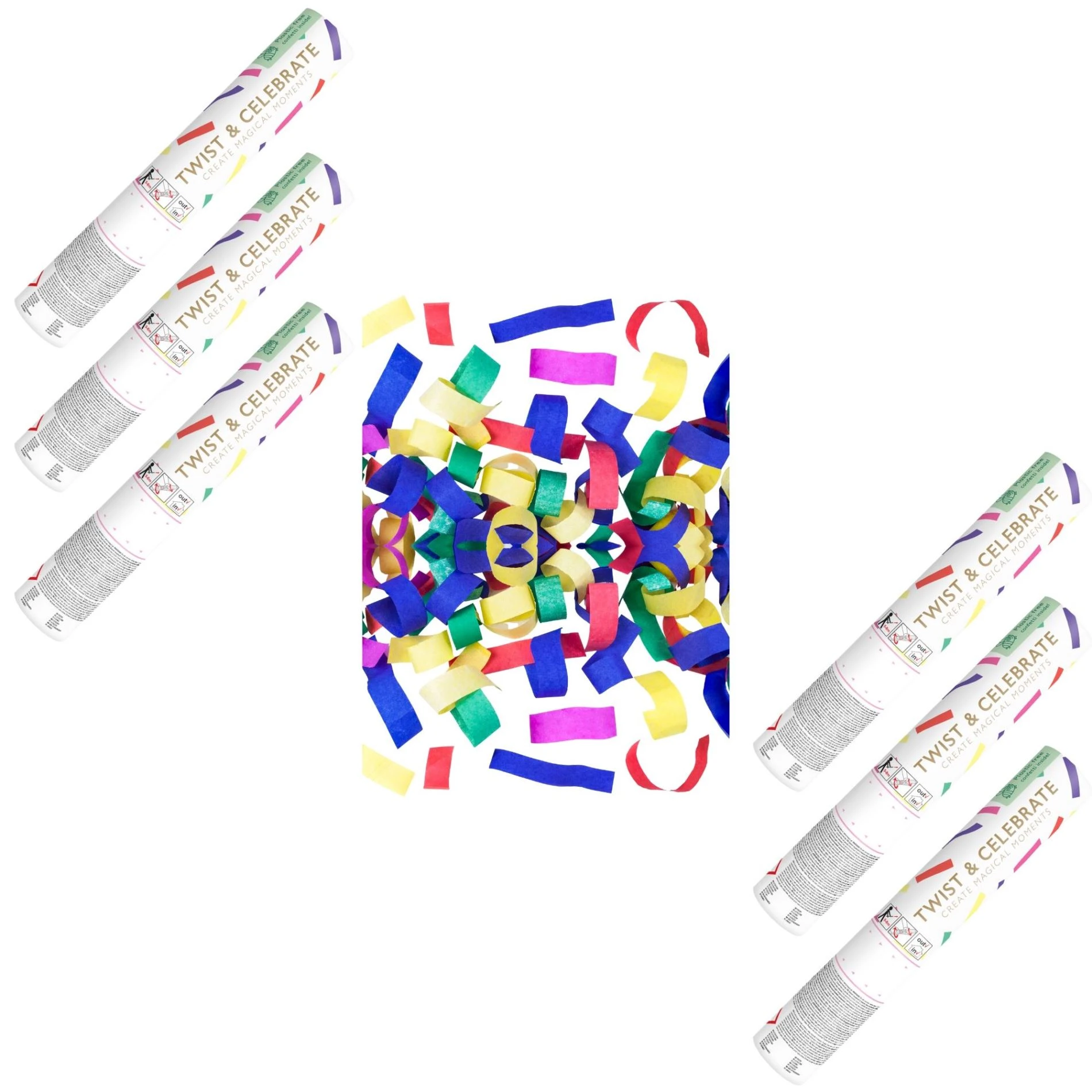 Konfety 20cm BAREVNÝ papír - mix barev - 6 ks