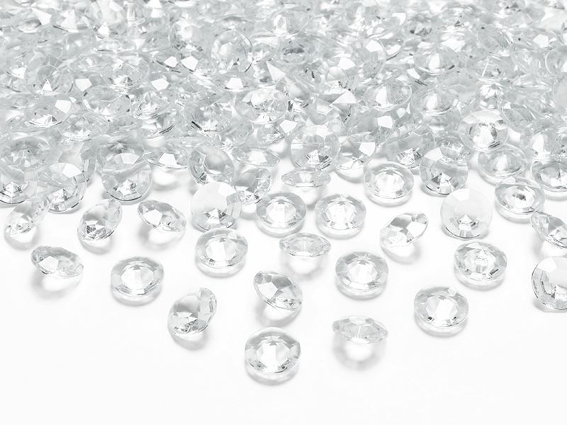 Bezbarvé diamantové konfety na stůl - svatba - 100 ks
