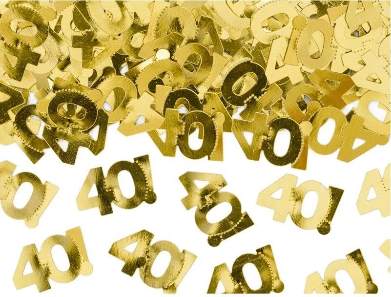 Metalické konfety číslo 40 - zlaté - 15 g